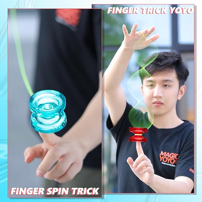 MAGICYOYO K2 Crystal Yoyo Responsive Yoyo for Kids, Plastic Yo Yo Professional with Unresponsive Bearing + 12 Yo-yo Strings, Yo-yo Storage Case, Bearing Removal, Axle Tool (Red + Green)