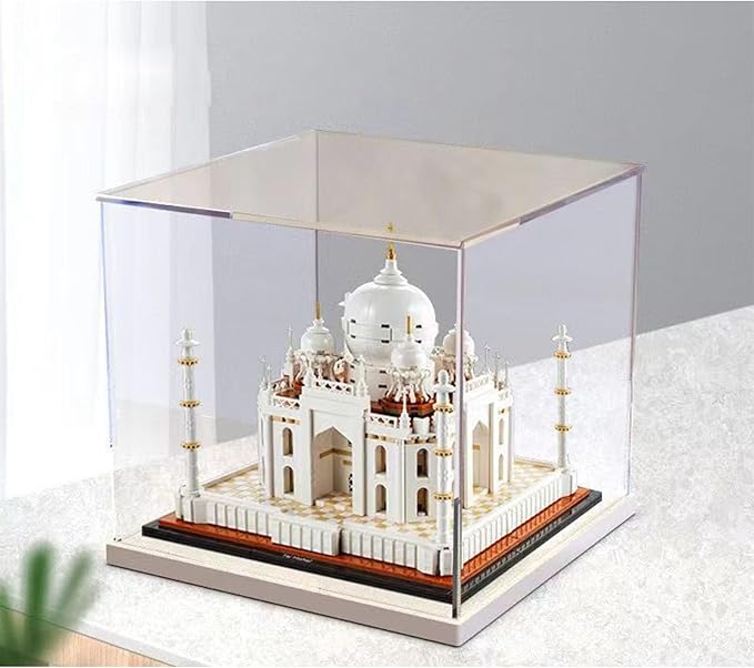 Side Opening Door Clear Acrylic Display Case-Assemble Countertop Box with White Base,Dustproof Protection Showcase for Action Figures Toys Collectibles (30x15x20cm/12x6x8inch)
