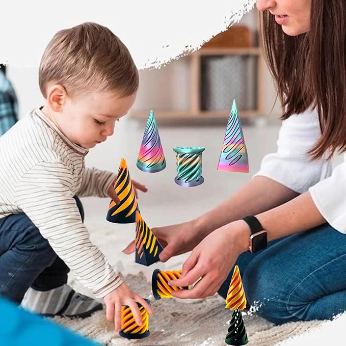 4 Packs Impossible Cone,Spiral Cone Fidget Toy,Impossible Cones passthrough Impossible Pyramid for Relaxing,Spiral Fidget Toy passthrough Impossible Cone,Birthday for Adults & Kids