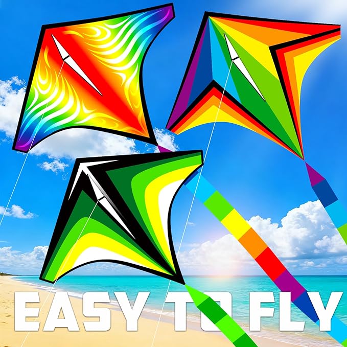 Delta Kites Airplane Kites for Kids & Adults, Delta Multicolor Beach Kite for Kids Age 4-8 8-12 Easy to Fly for Beginners, Easy to Assembled Colorful Kite for Beach Outdoor Toy Games & Family Trip