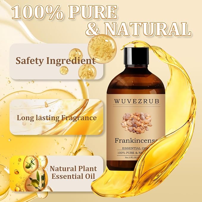 Frankincense Essential Oil– Huge 5 Fl Oz, 100% Pure and Natural Essential Oils for Diffuser, Aromatherapy, Soap and Candle Making, Premium Grade Frankincense Oil-150ML