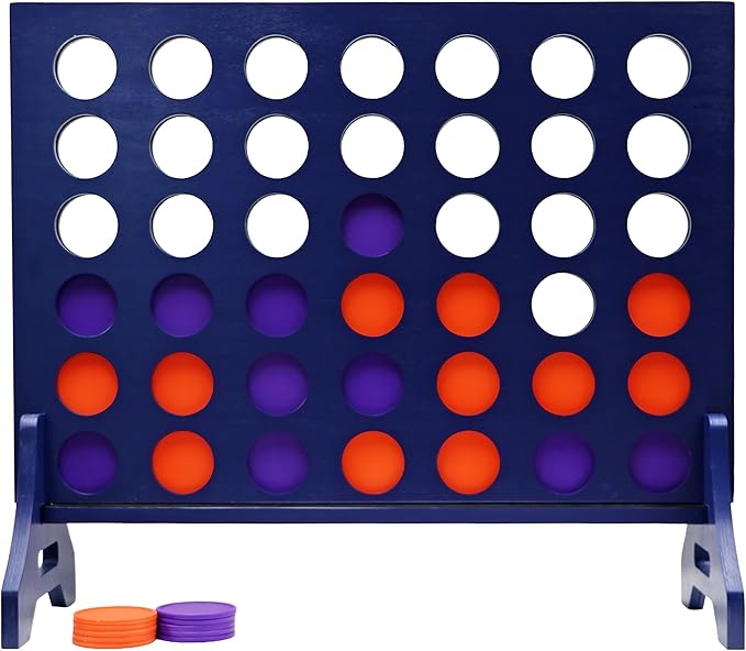 Tailgating Pros Premium Navy Giant Four in a Row with Carrying Case - Jumbo Oversized Outdoor Yard Game - Connect Multiple Pucks in a Row to Win - Many Puck Colors Available!
