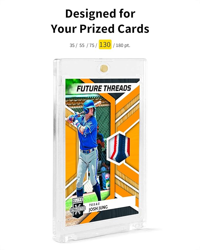130pt Magnetic Card Holders for Trading Cards - 5 Pack White Clear One Touch Hard Cases with Stronger Magnet, UV Protection