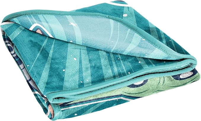Jay Franco Kids Plush Throw Blanket – Soft & Cozy Fleece Throw for Bedroom & Couch Décor, Official Licensed Product, Teal - Mandalorian, 40x50 - Travel Blanket