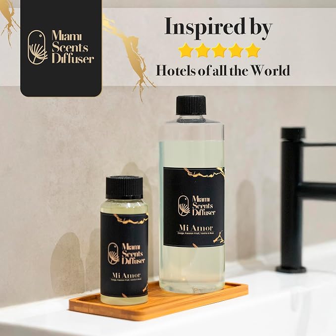Mi Amor Sweet Essential Oil Refill Luxury Hotel Inspired, Long Lasting Aroma for Home & Office Diffuser, 120ml Fresh Blend of Orange, Passion Fruit, Vanilla, Musk - Scent for Spa Wellness Aromatherapy