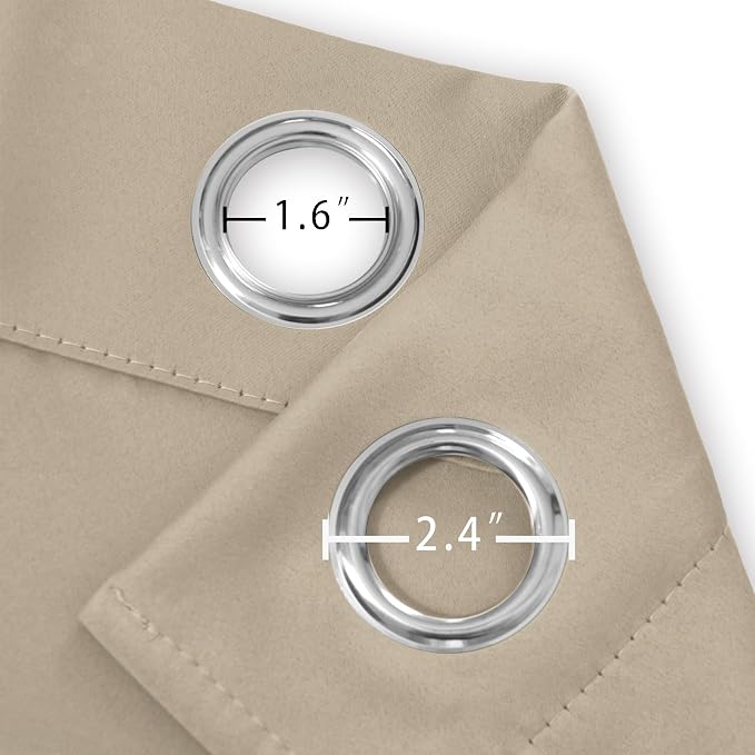 LEMOMO Khaki Blackout Curtains/38 x 54 Inch/Set of Two Panels Grommet Living Room Curtains