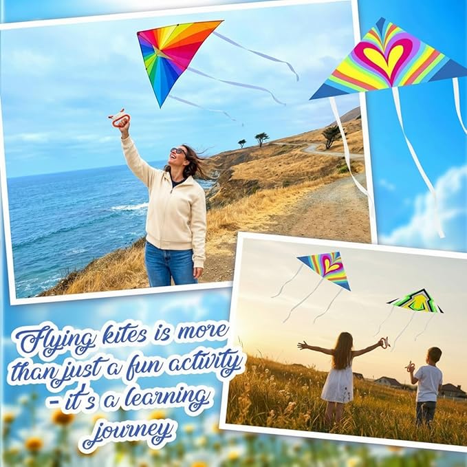 Syhood 36 Pack Bulk Kites for Kids & Adults 24'' Rainbow Delta Kites Easy to Fly with 164ft String, 6 Unique Patterns, for Girls Boy Outdoor Games, Ideal for Beach, Park, and Backyard Fun