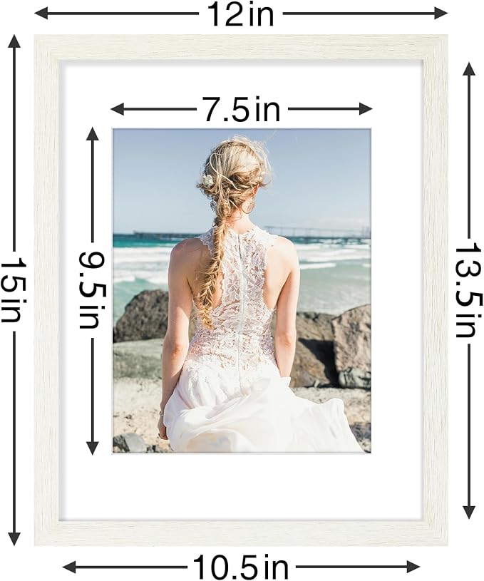 Vittanly 11x14 Picture Frames Set of 9 for Wall Mounting, Whitemist | Display Pictures 8x10 with Mat or 11x14 without Mat, Engineered Wood with Shatter Resistant Plexiglass, Gallery Photo Frames