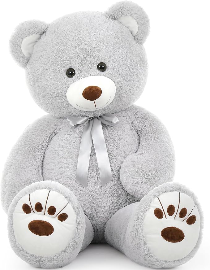 MorisMos Giant Teddy Bear Stuffed Animal, Big Teddy Bear Life Size, 51in Large Bear Cuddly Plush for Baby Shower, Birthday, Valentine(Grey)