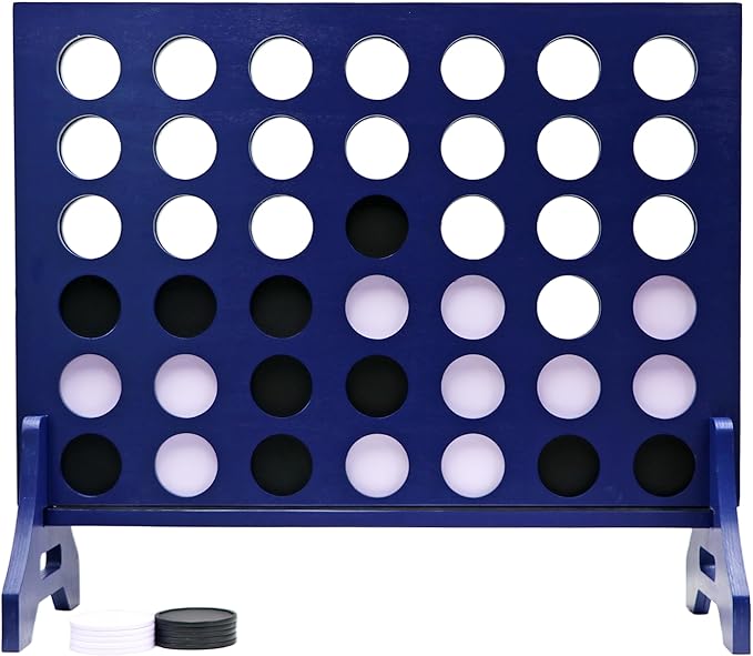 Tailgating Pros Premium Navy Giant Four in a Row with Carrying Case - Jumbo Oversized Outdoor Yard Game - Connect Multiple Pucks in a Row to Win - Many Puck Colors Available!