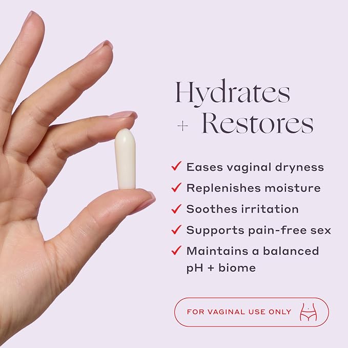 Womaness Melt for You Vaginal Moisturizing Suppositories for Dryness Relief, Hormone-Free Hyaluronic Acid Vaginal Inserts, Applicator-Free Melting Formula, 7 Count