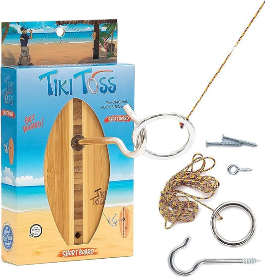 Tiki Toss Ring Toss Game for Adults - Hook and Ring Games with String and Hooks for Indoor/Outdoor Use, Man Cave Decor & Stuff, Gifts for Men/College - Standard or Deluxe 12.3" / Tiny 5"