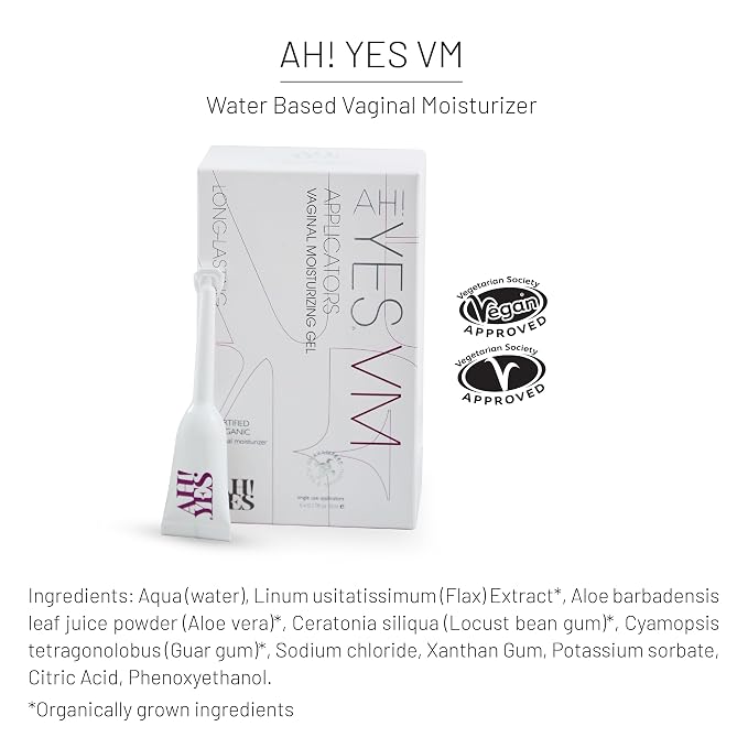 AH! YES VM Vaginal Moisturizer for Vaginal Dryness (30 Applicators) | Water Based, Fast-Acting, Natural Gel Moisturizer, pH matched