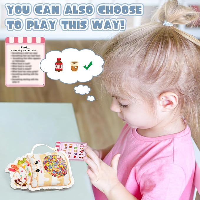 Joyreal Hide and Seek Busy Bag- 3 Pack Seek and Find Hidden Object Game, Sensory Hidden Object Search Problem Solving Travel Game for Kids 3+, Including Alphabet, Food, Fish, Animal