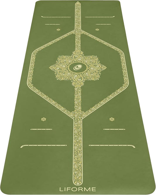 Liforme Printed Yoga Mat Collection - Free Yoga Bag Included - Patented Alignment System, Warrior-like Grip, Non-Slip, Eco-friendly, Sweat-resistant, Long, Wide and Thick for Comfort