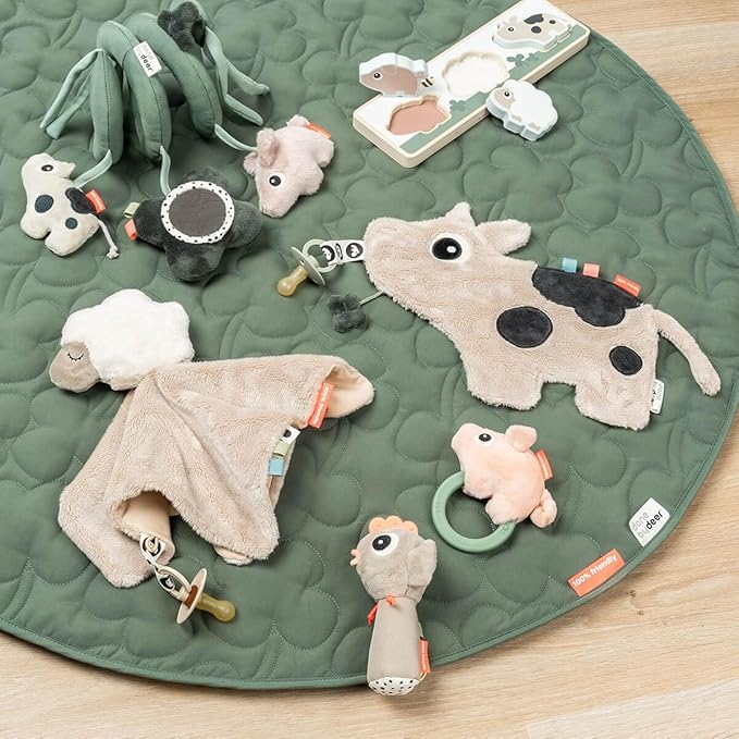 Done by Deer Car Seat Toys Hanging - Activity Spiral – Sensory Baby Toy with Mirror with Sound & Crinkle Sounds - Attachable to Cot, Carseat & Stroller - Soft & Baby-Friendly Materials