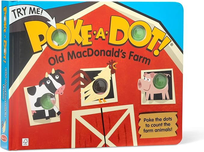 Melissa & Doug Poke-a-Dot! Old MacDonald’s Farm, Interactive Children's Board Book with Buttons to Pop, Educational Sensory Toy for Toddlers & Preschoolers Ages 3+ - FSC Certified