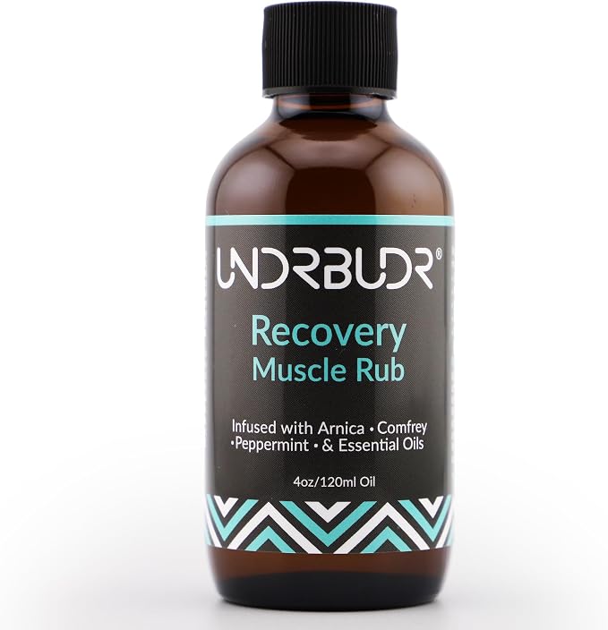 Post-Activity Recovery Muscle Rub Oil with Arnica, Comfrey & Essential Oils–4oz for Muscle Soreness, Back Pain, Joint Discomfort & Post-Workout Recovery, Natural Formula for Active Lifestyles