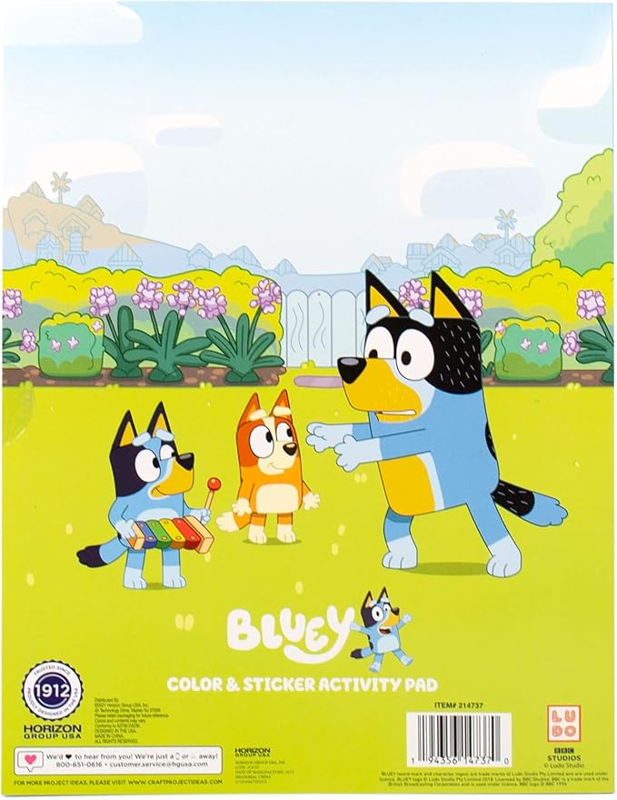Horizon Group USA Activity Book for Kids, Coloring and Sticker Games for Children, Includes Markers, Bluey
