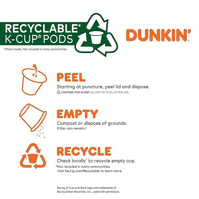 Dunkin’ Original Blend Medium Roast Coffee, Keurig K-Cup Pods, 32 Count Boxes (Pack of 4)