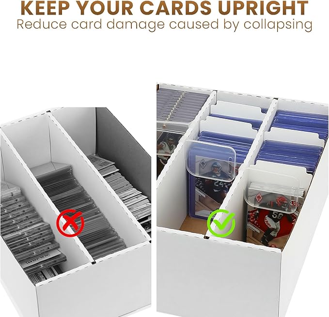 3-Row Trading Card Storage Box With Dedicated Card Supporters, PKMN Card Storage Box With 10 Dividers,Case Box Fit for 35pt Magnetic Card Holders,toploaders,Adjustable partition space (3PACK-3Row)
