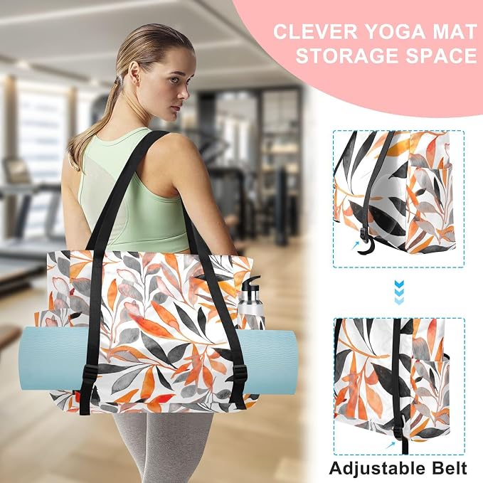 MCHIVER Yoga Bag for Women Men Large Yoga Mat Bag with Adjustable Strap Workout Bags Totes for Pilates Yoga Travel