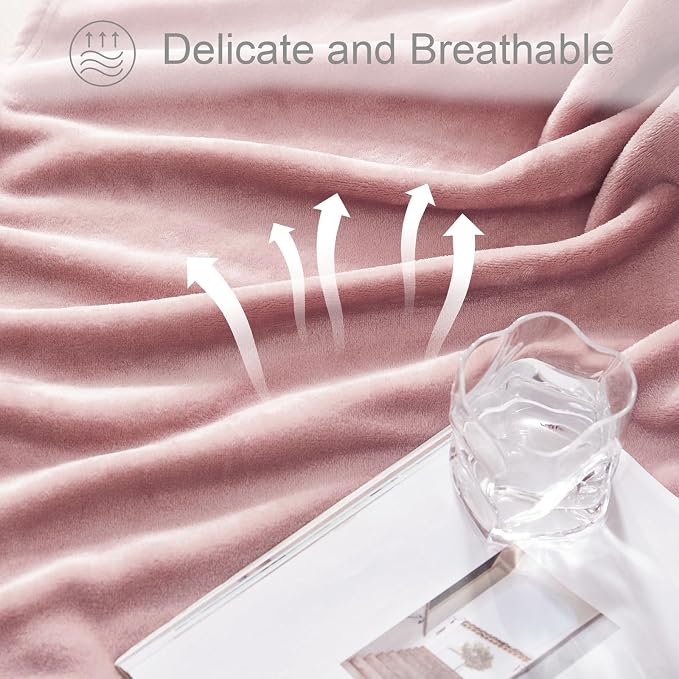 Exclusivo Mezcla Soft Fleece Blanket King Size for Bed, Dusty Pink | 104x90 Inches, Double-Sided Brushed Flannel, Lightweight Plush Cozy Blanket for Home Decor, All Season, Machine Washable