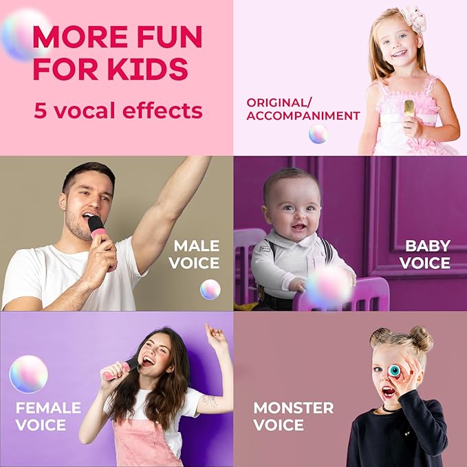 Karaoke Machine for Kids, Portable Mini Speaker with 2 Wireless Microphones, 2026 Top Toys Birthday Gifts for Girls 3, 4, 5, 6, 7, 8, 9, 10, 12+ Years Old Toddler Party Grandkids Present (Rose)