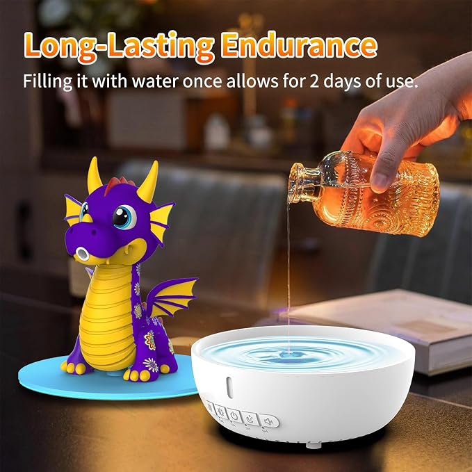 Dragon Essential Oil Diffuser, Ultrasonic Aromatherapy Humidifier with Remote Control & White Noise, 7 LED Colors, Timer & Auto-Off, Large Room Diffuser