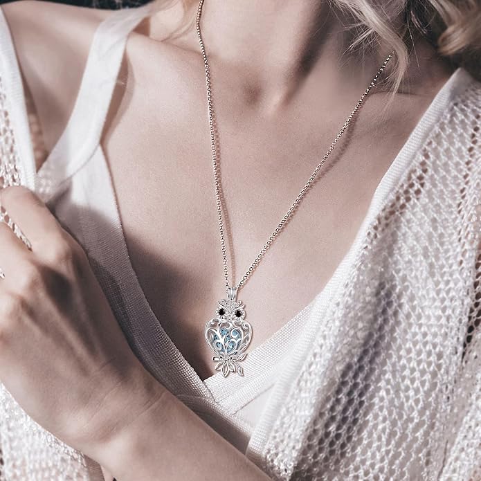 INFUSEU Aromatherapy Gifts Essential Oils Diffuser Jewelry for Women, Cute Animals Pendant Necklaces, 7 Lava Rocks Stones, 24" Chain