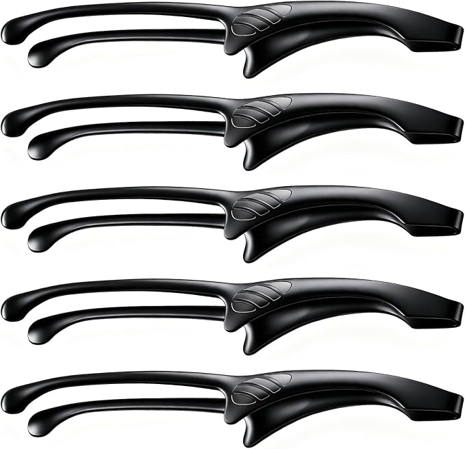 5 Pcs BBQ Tongs for Korea & Japanese Baebeque, Stainless Steel Grill Tongs Bbq Tong Self Standing Grilling Stencils(5 Pcs Black Rounds Tips)