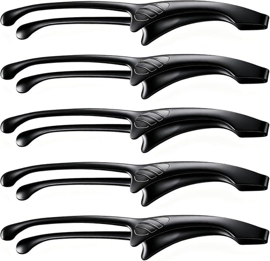 5 Pcs BBQ Tongs for Korea & Japanese Baebeque, Stainless Steel Grill Tongs Bbq Tong Self Standing Grilling Stencils(5 Pcs Black Rounds Tips)