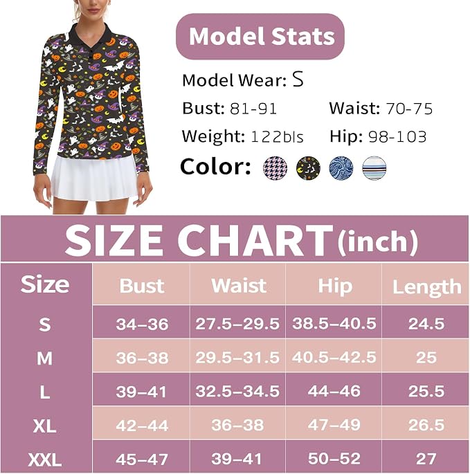 Soneven Womens Golf Shirts Moisture Wicking V Neck Long Sleeve Polo Shirts Collared Tops