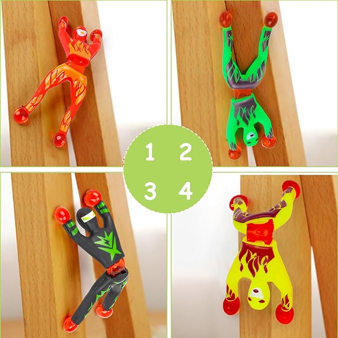 AugToy Sticky Wall Climbing Men Ninja Toys Fun Fidget Sensory Toy Filler Stuffers Party Favor Gift for Kids Classroom School Boy Girl Birthday Goodie Bag Pinata Treat Bulk Exchange Prize