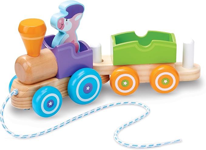 Melissa & Doug First Play Wooden Rocking Farm Animals Pull Train