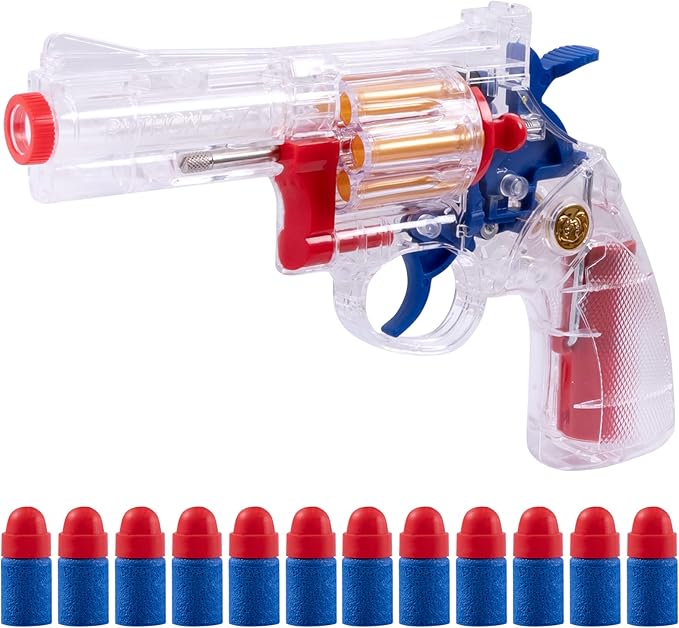 Clear Housing Toy Revolver Foam Blaster with Elite Soft Foam Darts for Nerf Guns Toys Gun Set for Kids Ages 5 6 7 8 Medium