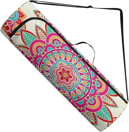 Spacious Extra Large Storage Yoga Mat Bag | Huge Capacity Mandala Gym Tote - Waterproof Wear-Resistant Carrier Strap Pilates