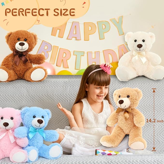 MaoGoLan 10 Pack Teddy Bears in Bulk 14 inch Stuffed Animals Set for Kids Small Stuffed Bears Bundle Teddy Bear for Wholesale, Baby Shower Decorations Christmas (Machine Washable)