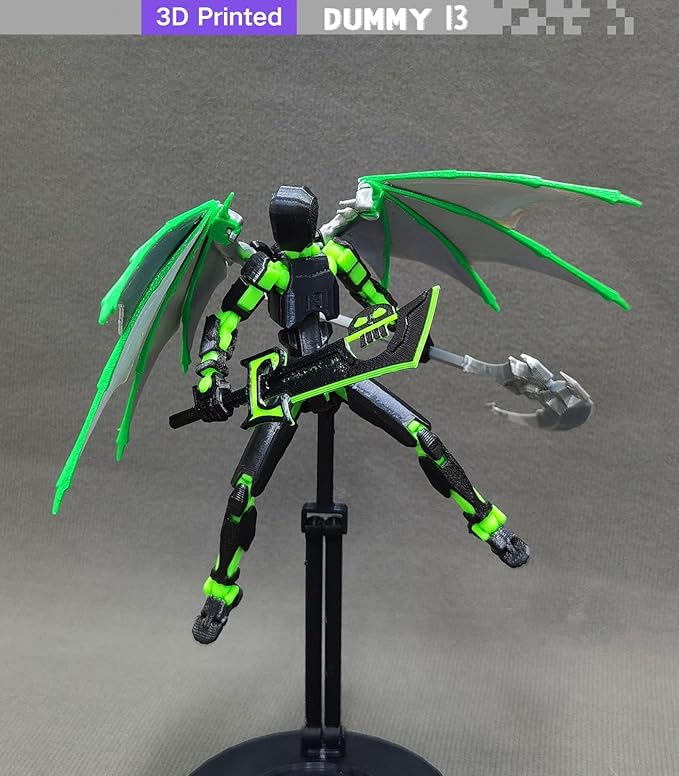 (Assembly Completed) T13 Action Figure, 5.5 Inch 3D Printed Multi-Jointed Movable Dummy 13 Toy,Dummy 13 Robot Action Figure with Lots of Weapons, Black