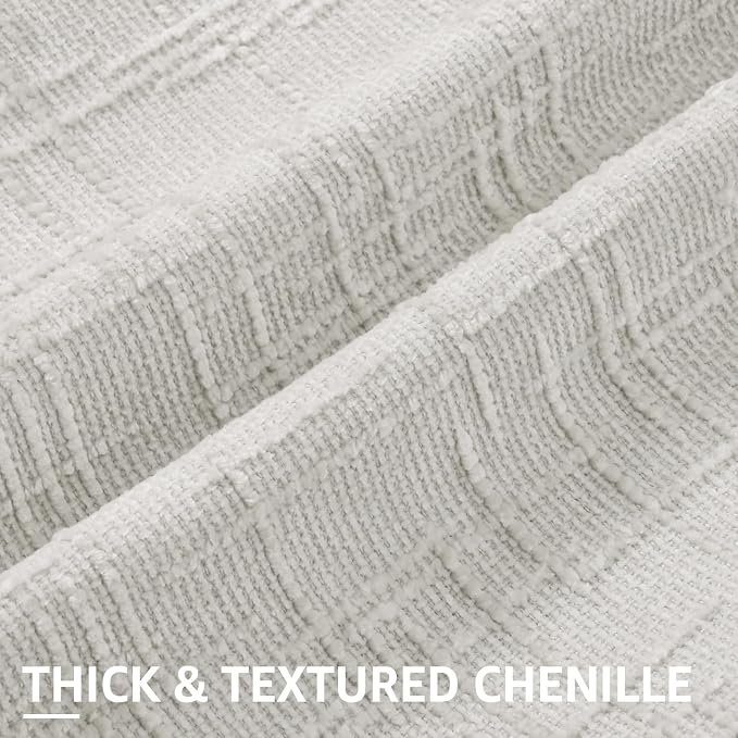 decorUhome Textured Chenille Throw Pillow Covers 26x26 Set of 2 Light Grey | Fall Modern Farmhouse Soft Cozy Slubby Couch Pillow Cases Boho Decorative Pillow Cases for Bed Sofa Living Room Home Decor