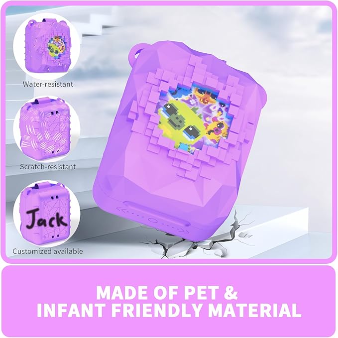 Soft Silicone Case for Bitzee Magicals Interactive Toy Digital Pet, Shockproof and Protective Carrying Case for Bitzee Magicals Virtual Electronic Pets with Lanyard (Light Purple)