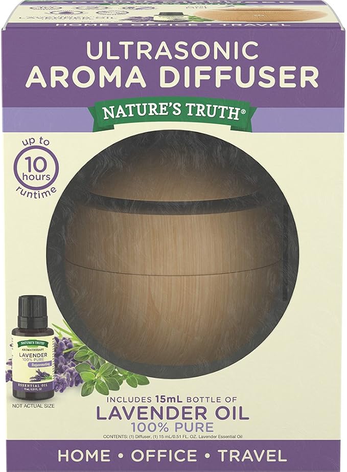 Nature's Truth Aroma Wood-Veneer Diffuser with Lavender