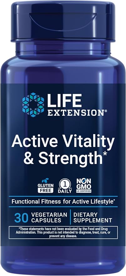Life Extension Active Vitality & Strength, Functional Fitness, Muscle Health, Physical Independence, 1-Daily, Non-GMO, Gluten-Free, 30 Capsules
