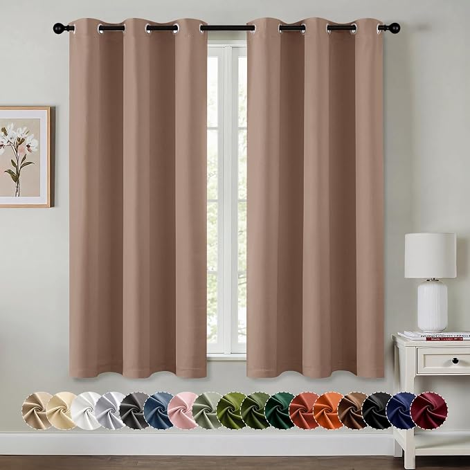 MIULEE Blackout Curtains for Bedroom 2 Panels 40 x 54 Inch Long Cappuccino | Thermal Insulated, Living Room Darkening Grommet Drapes, Noise Reducing, Light Blocking Window Treatments