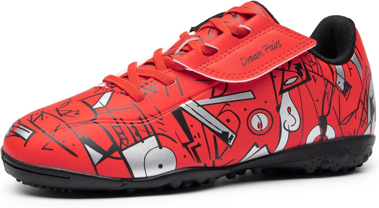 DREAM PAIRS Boys Girls Indoor Turf Soccer Cleats Lace Up Athletic Youth Futsal Football Casual Shoes for Little/Big Kid