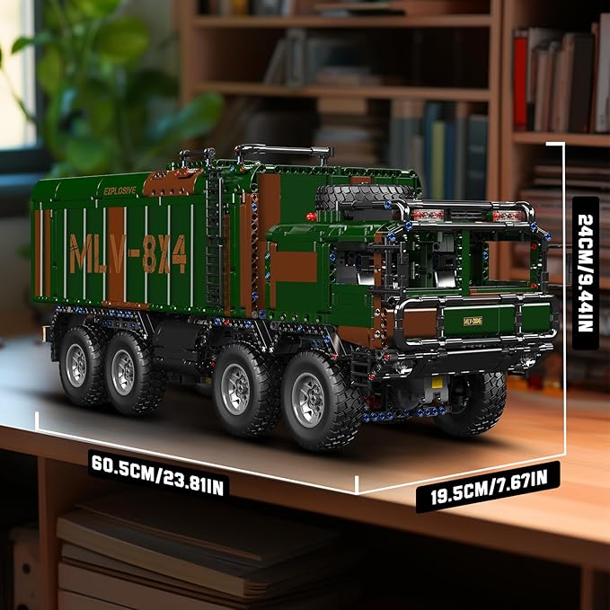 Mould King 20045 Military Vehicles Building Blocks Set, RC Heavy All-Terrain Vehicle Box-Style 8X4 Missile Army Truck with 4 Motors, Gift for Age 14+/Adult Collections Enthusiasts(4854+ Pieces)