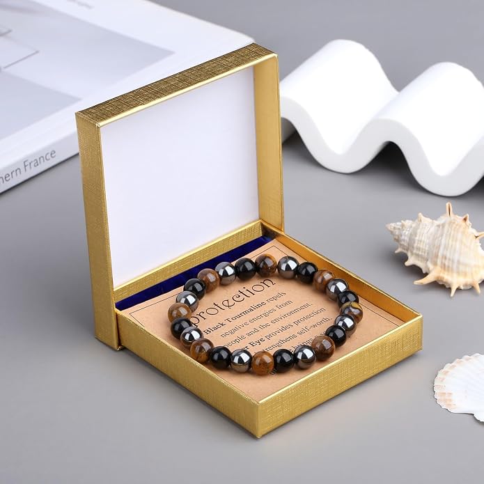 MAIBAOTA Healing Crystal Bracelet for Women Empath Protection & Safe Travel & Anxiety Relief Bracelet - New Beginnings Lucky Charms for Travel/New Job/Next Chapter