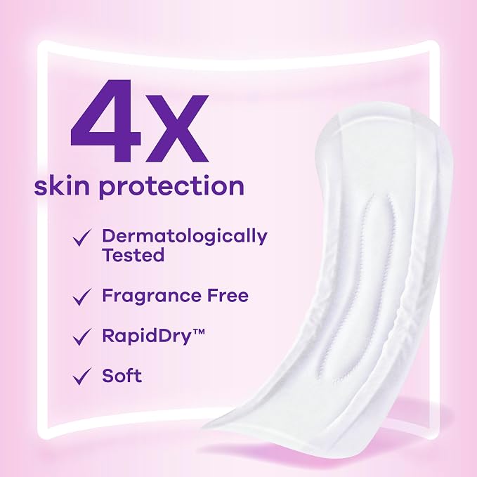 Always Discreet Incontinence Pads for Women with Bladder Leaks, Sensitive Skin Pads Moderate Absorbency, Regular Length, 57 Count (Pack of 3)