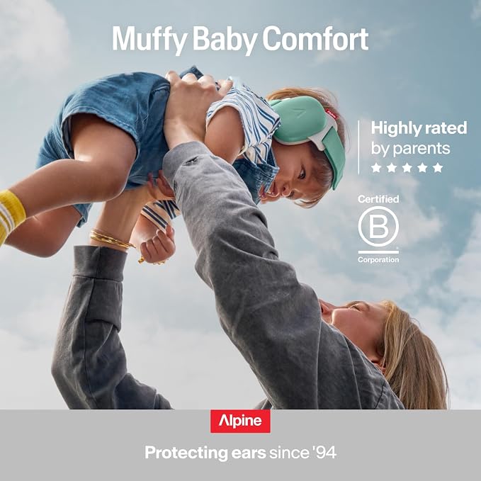 Alpine Muffy Baby Comfort - Protects Hearing for Babies and Toddlers - CE & ANSI Certified - Headband for Safe fit & Comfort - Adjustable for Ages 3-48 Months - 24dB Sound Reduction, Black
