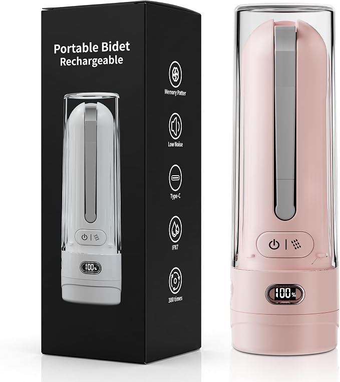 Electric Menstrual Cup Cleaner, Portable Bidet for Feminine Care | Women period essentials Fashionable pink, USB-C rechargeable, Adjustable pressure modes, IPX7 waterproof, Compact travel size